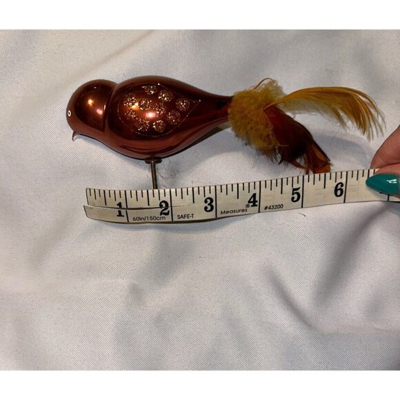 Handmade Clip-On Christmas Ornament Red-Gold Bird Vintage? Mcm - Picture 3 of 5